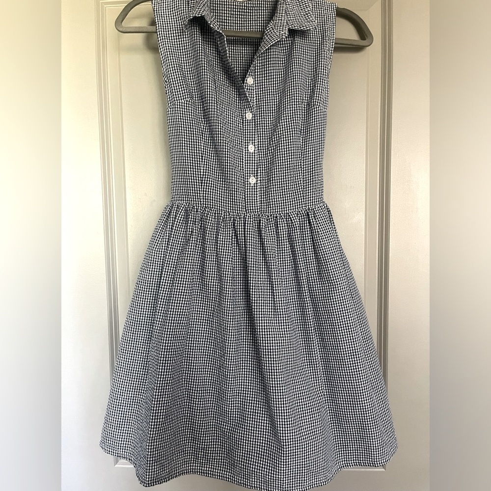 Navy blue gingham dress